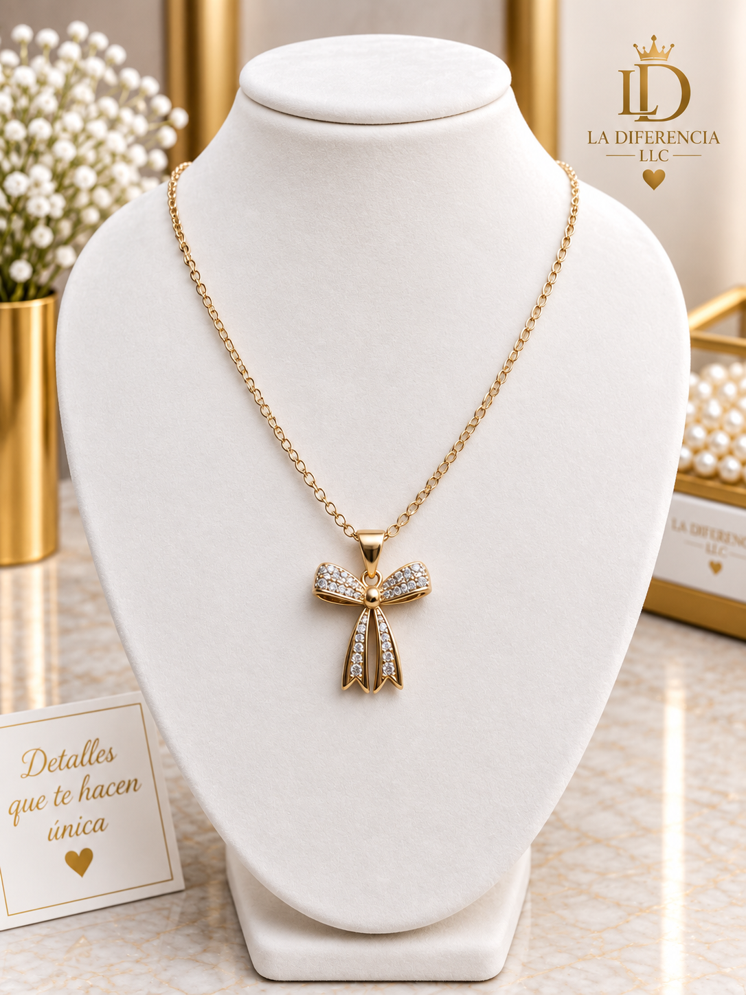 Cadena con Dije de Lazo – Oro Laminado XP 14K | 18”