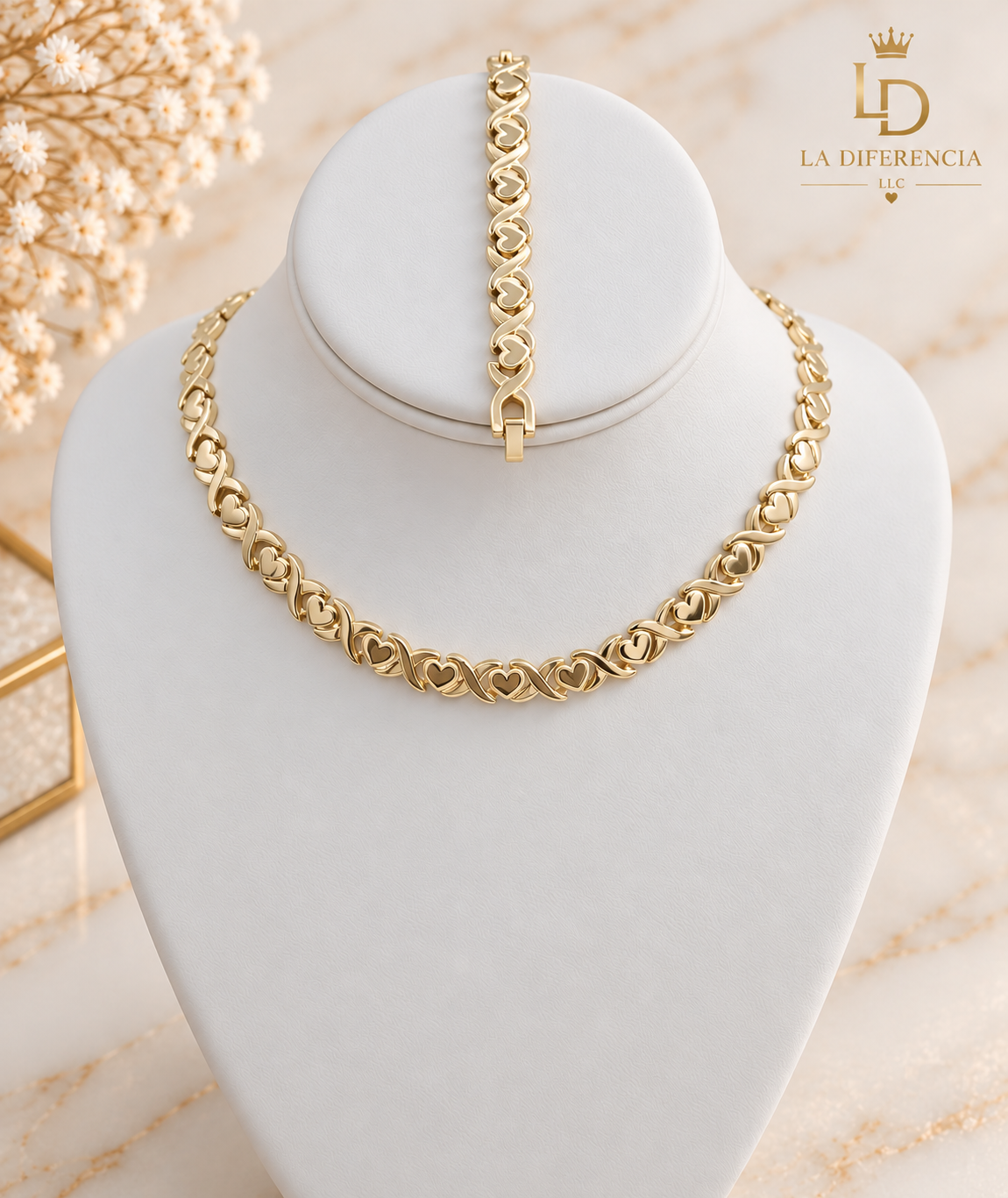 Set de Corazones – Collar y Pulsera Oro Laminado XP 14K