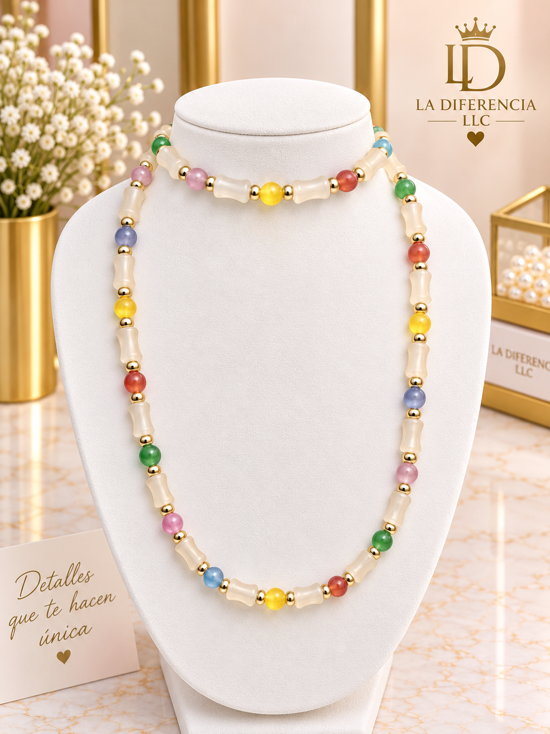 Set Cadena y Pulsera Multicolor – 2 Piezas