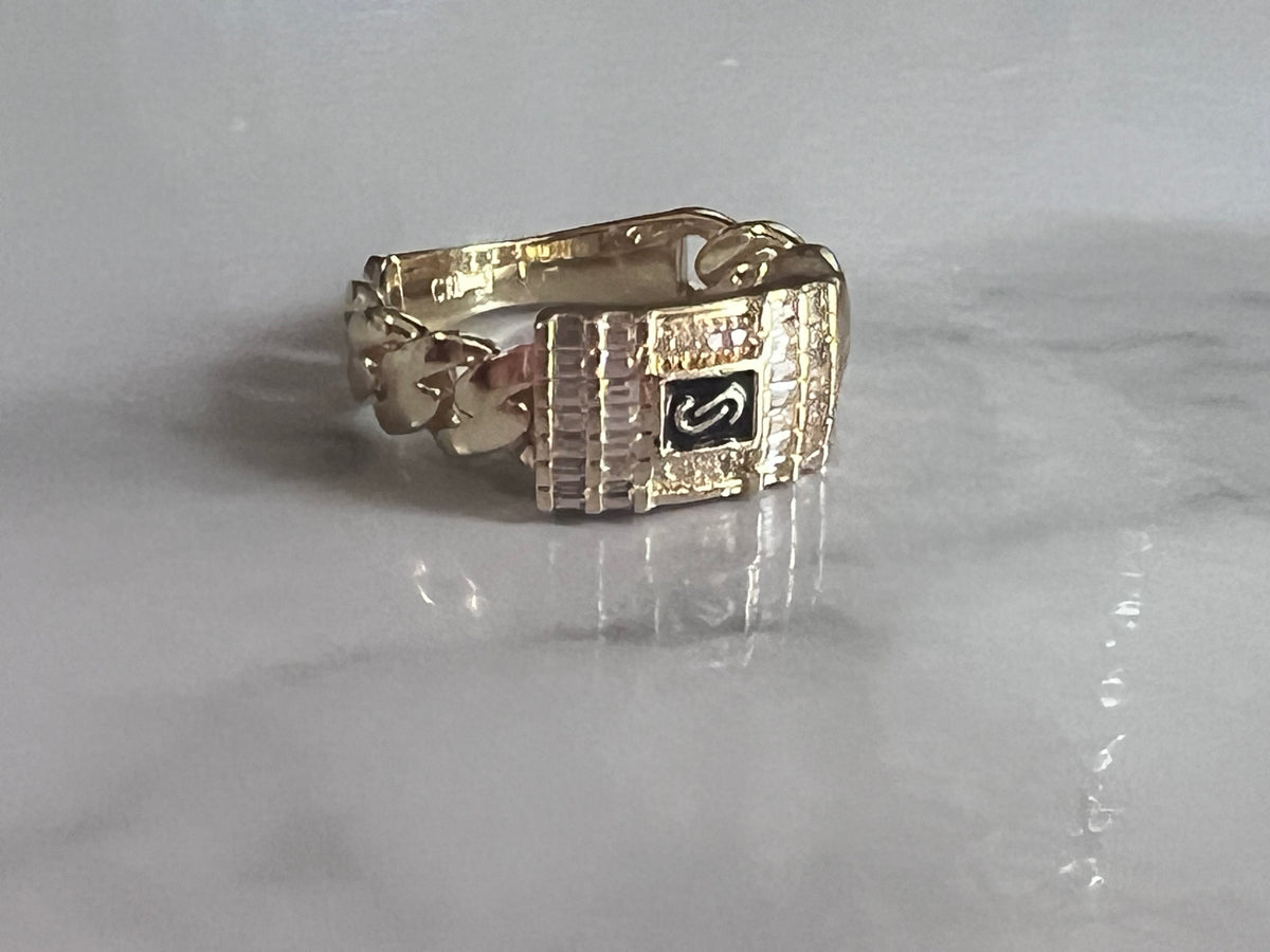 Anillo Dorado Estilo Cadena con Zirconias – Oro Laminado XP 14K | Size 9
