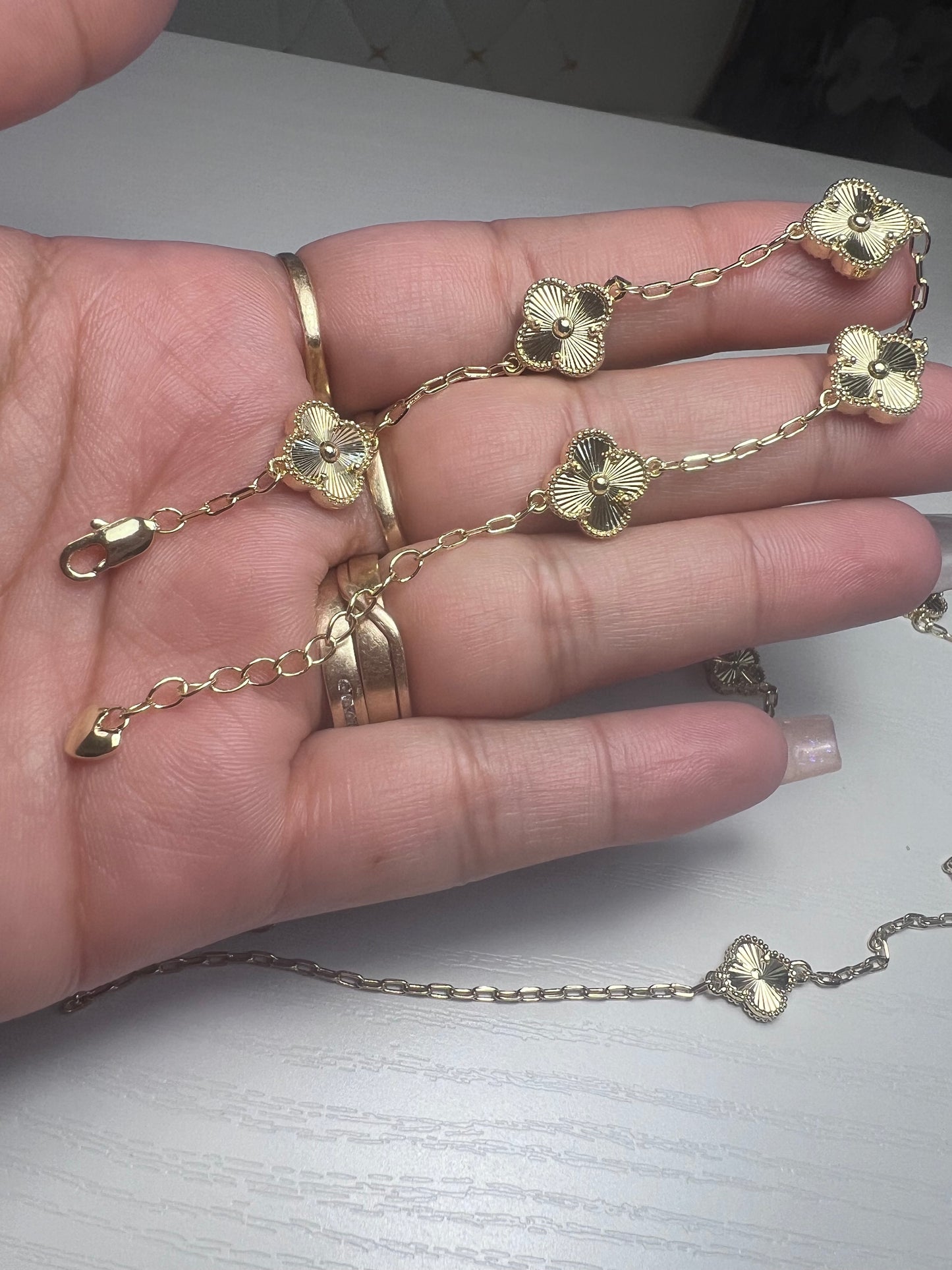 Conjunto de Collar y Pulsera Flores | Oro Laminado XP 14K