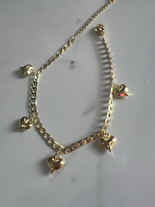 Tobillera de Corazones – Oro Laminado XP 14K