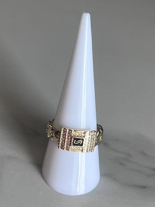Anillo Dorado Estilo Cadena con Zirconias – Oro Laminado XP 14K | Size 9