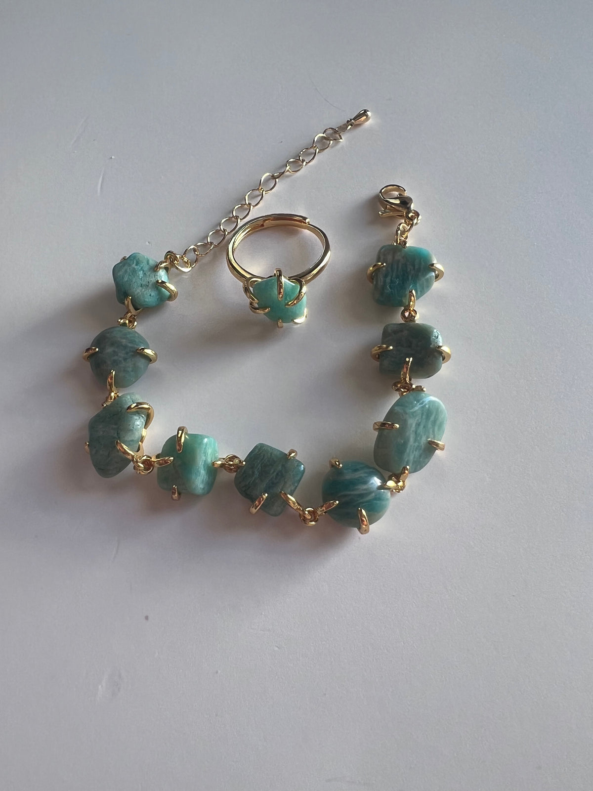 Set Pulsera + Anillo con Piedra Natural – Oro Laminado XP 14K