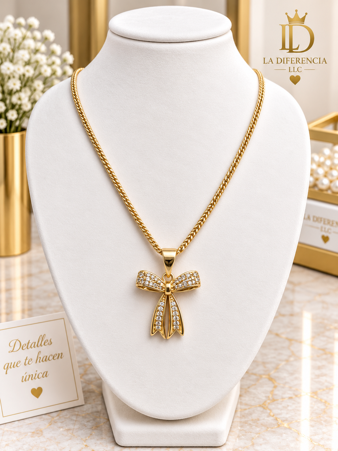 Cadena con Dije de Lazo – Oro Laminado XP 14K | 18”