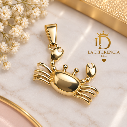 Dije Cangrejo Dorado en Acero Inoxidable | Elegancia Marina
