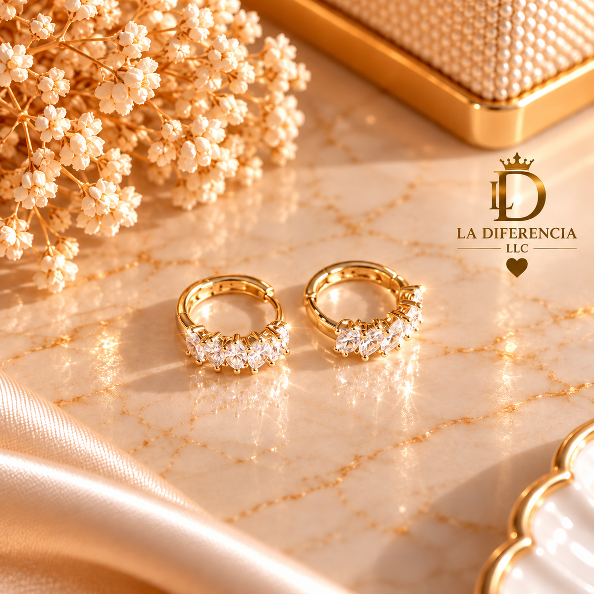 Argollas con Zirconias Cristal – Oro Laminado XP 14K