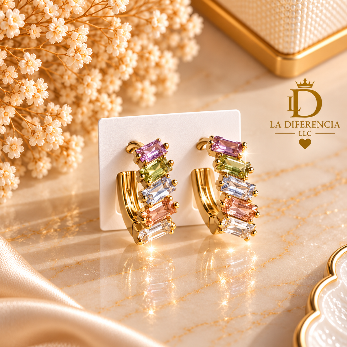 Argollas Multicolor con Zirconias – Oro Laminado XP 14K