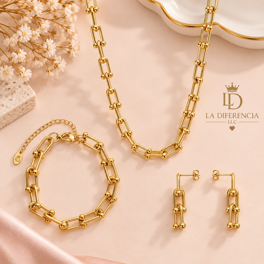 Set de 3 piezas con eslabón estilo Tiffany – Acero inoxidable