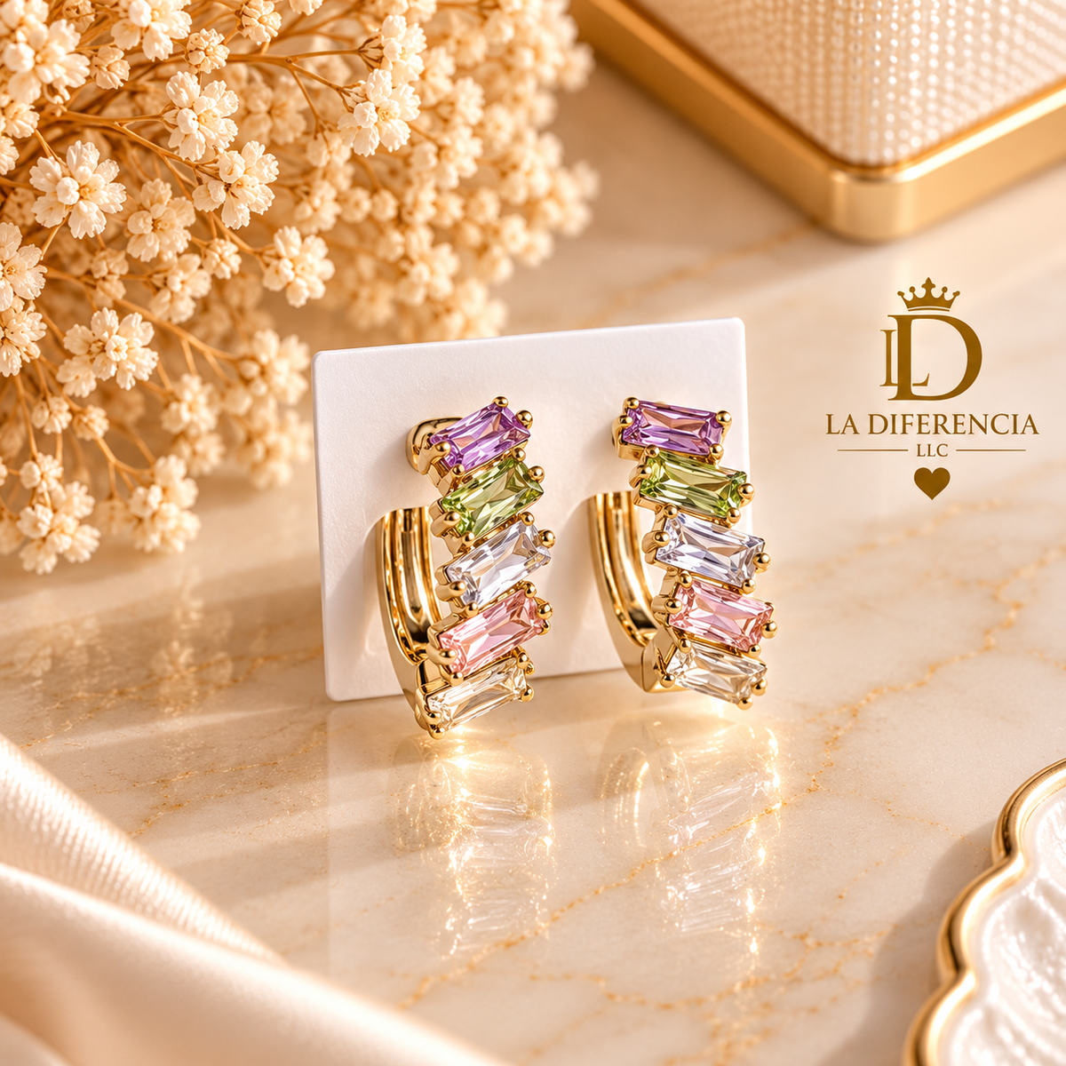 Argollas Multicolor con Zirconias – Oro Laminado XP 14K