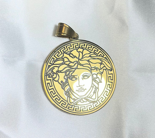 Dije Medusa en Acero Inoxidable Dorado | Colgante Estilo Griego Unisex
