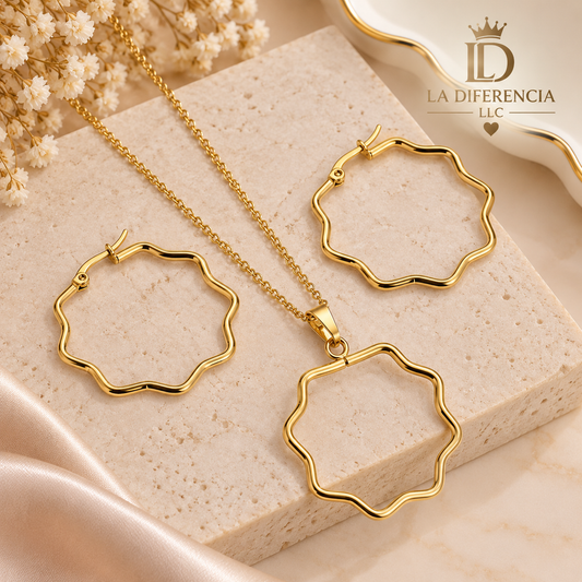 Set Ondas Dorado de 3 Piezas – Acero Inoxidable