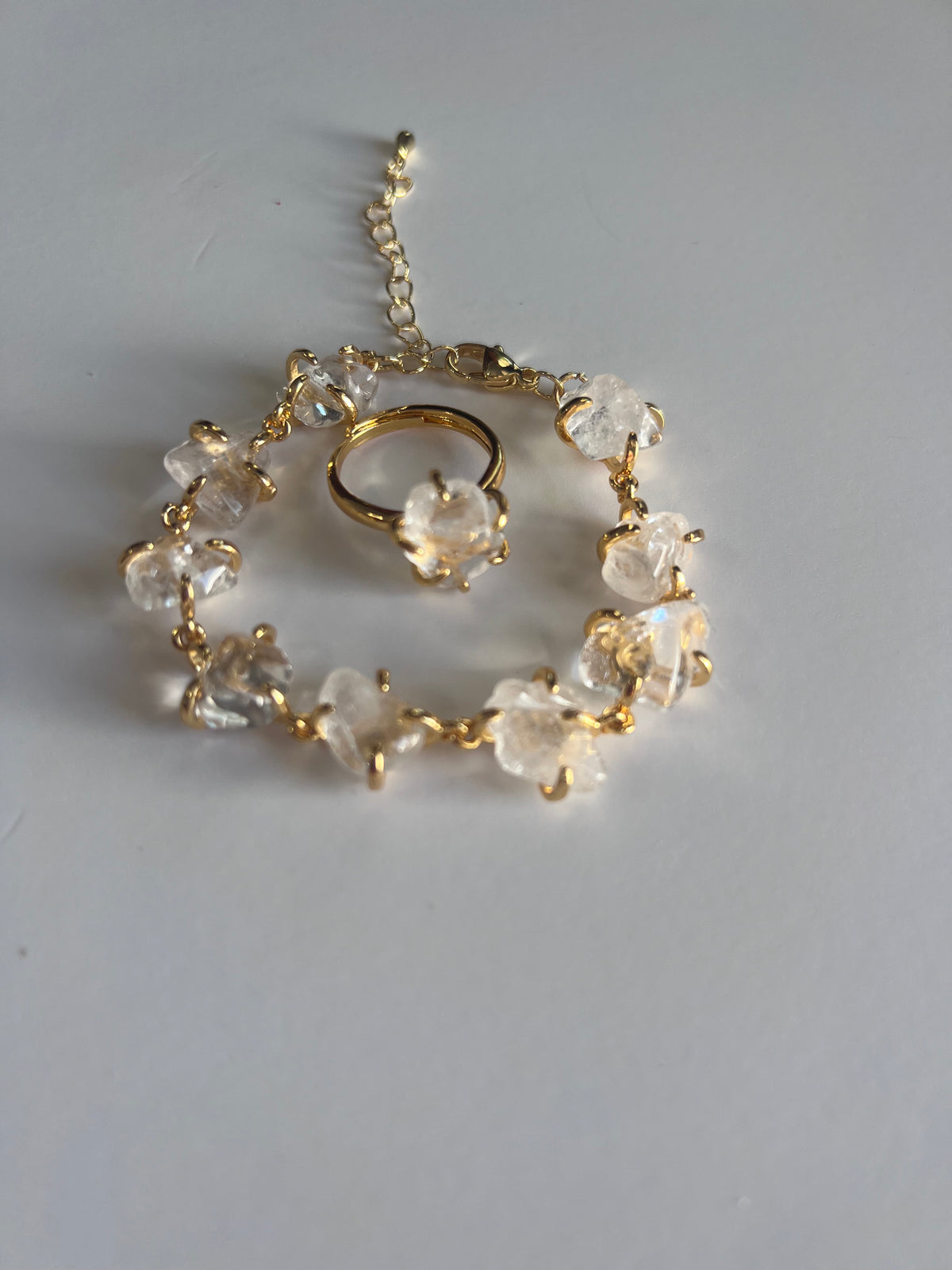 Set Pulsera + Anillo con Piedra Natural – Oro Laminado XP 14K