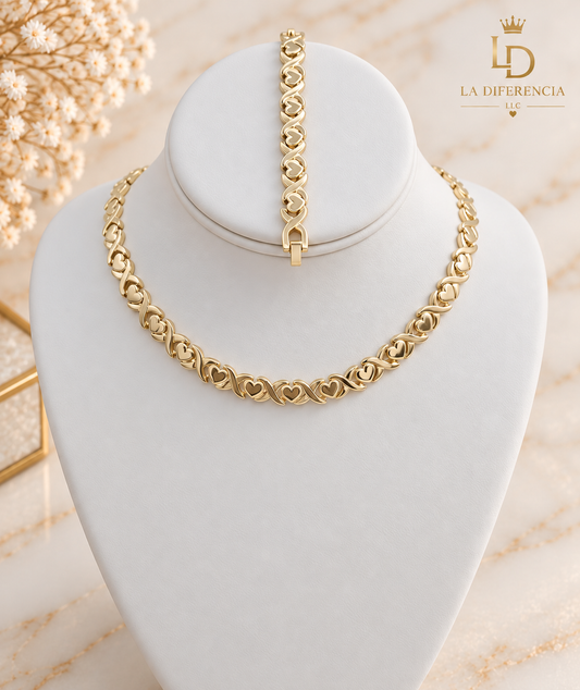 Set de Corazones – Collar y Pulsera Oro Laminado XP 14K