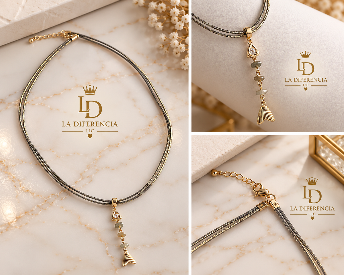Collar con Dije Cola de Sirena – Acero Inoxidable y Oro Laminado XP 14K
