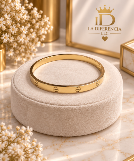 Brazalete Dorado Clásico con Detalles de Tornillos- Oro laminado Xp 14k