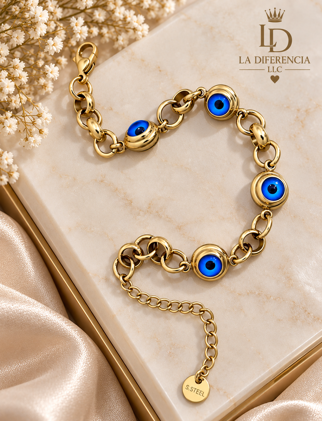 Pulsera Ojo Turco Azul – Acero Inoxidable