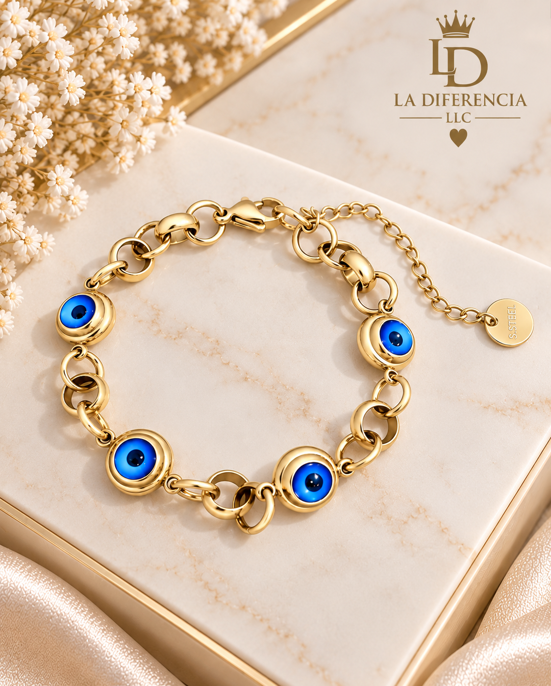 Pulsera Ojo Turco Azul – Acero Inoxidable